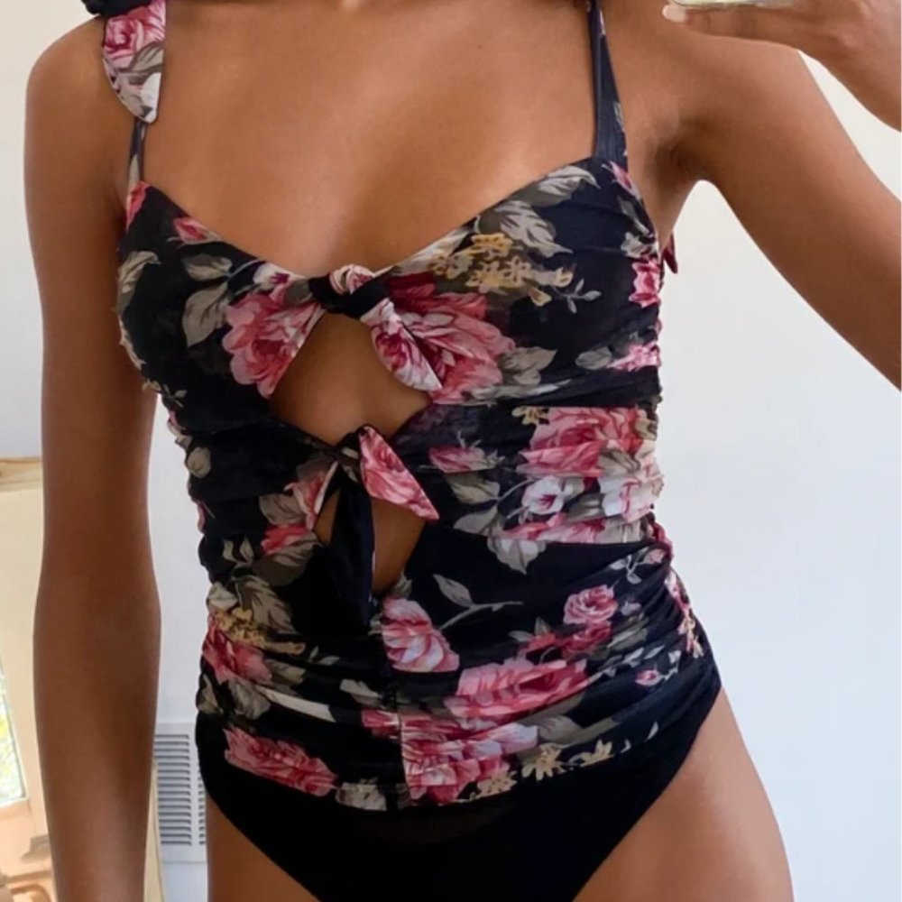 Black mesh floral bodysuit